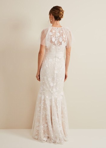 Phase Eight Delilah Mesh Embroidered Wedding Dress White Australia | DG2467801